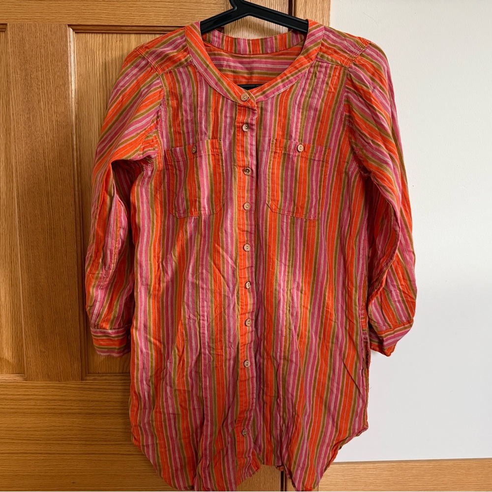 Orange and Pastel Striped Long Sleeve Tunic